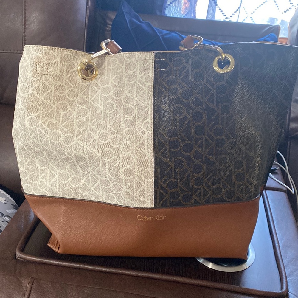 Calvin Klein Tote Bag. Brown and tan colors!